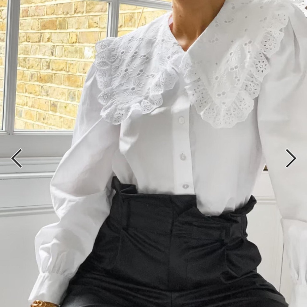 White Lace Collar Women's Top